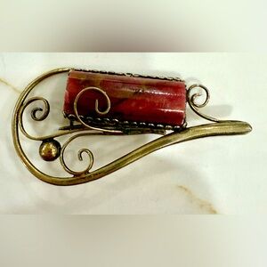 Vintage Natural stone and silver brooch